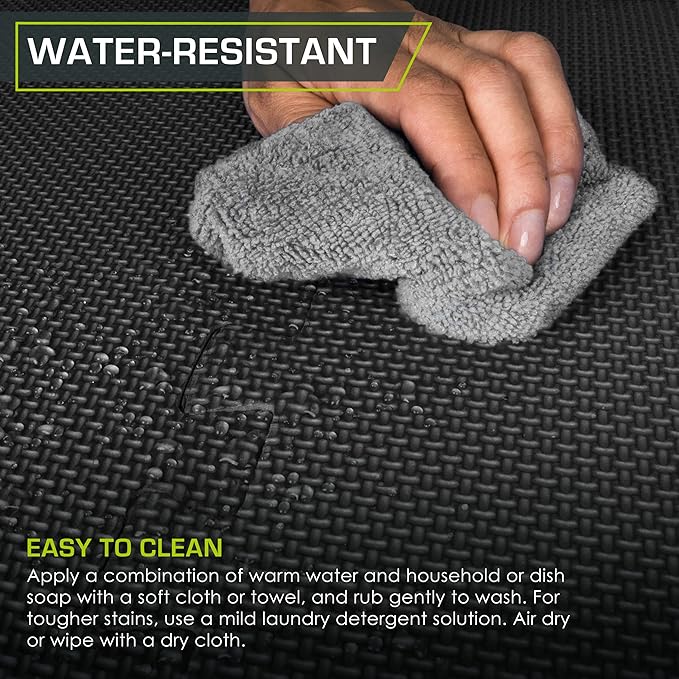 ProsourceFit Weaved Pattern Extra Thick Exercise Puzzle Mat ¾-inch, EVA Foam Interlocking Tiles for Protective, Cushioned Flooring for Home and Gym Equipment; Black, 24 SQ FT, 6 Tiles