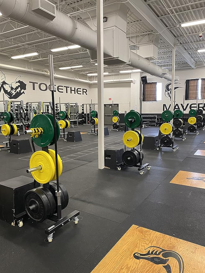 CFF Olympic 2 Bar & Bumper Plate Tree for Weights - 1000 lb. Capacity Mobile Weight Storage Rack w/Wheels. Perfect for Any Commercial Gym, Fitness Training Center, or Home Gym