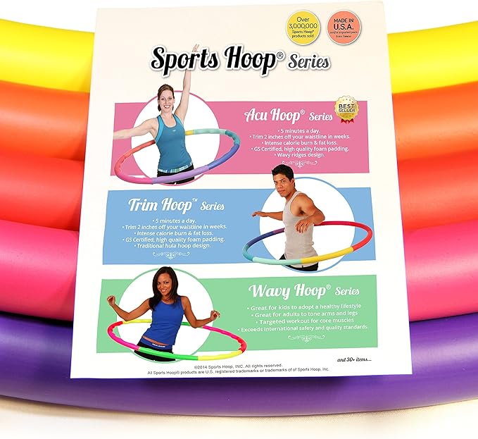 Weighted Hula Hoop, Trim Hoop 3B (3 lb)/4B (4 lb) - Large, Weight Loss Fitness Sports Hoop with No Wavy Ridges (Rainbow Colors)