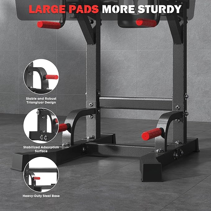 DlandHome Power Tower Pull Up Bar Station, Heavy Duty Adjustable Height for Home Gym Strength Training Equipment 330LBS Weight Capacity, Pull Up Dip Station