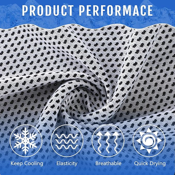 Hosuly 12 Pieces Cooling Towels for Hot Weather Soft Breathable Cold Towel Yoga Towels for Sweat, Sports, Workout, Fitness, Gym, Running, Travel Camping, 12 x 40 Inch (Light Gray)
