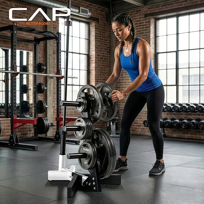 Cap Barbell Olympic Plate Tree Storage Rack, Multiple Colors