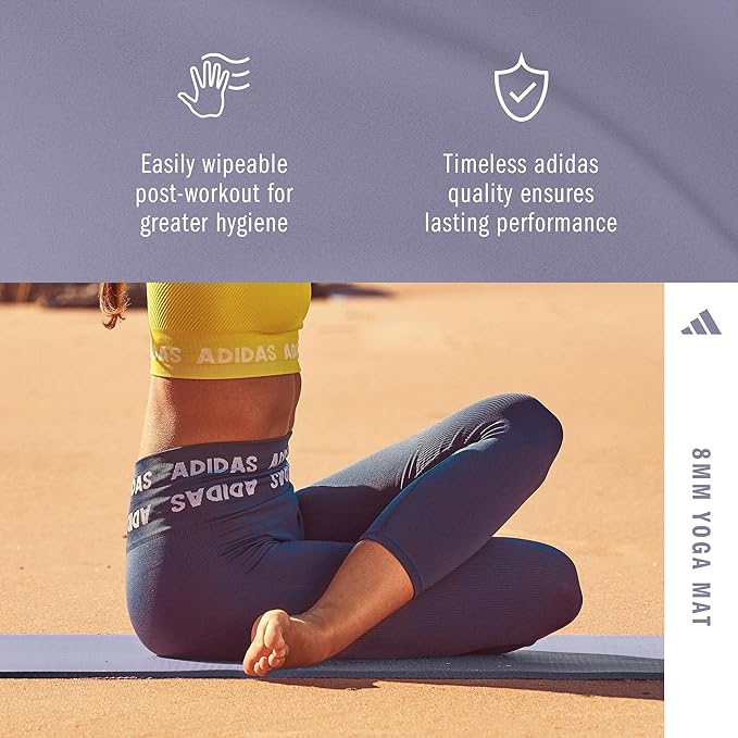 adidas Yoga Mat - Eco Friendly - Non Slip, Durable Textured Surface, 8mm