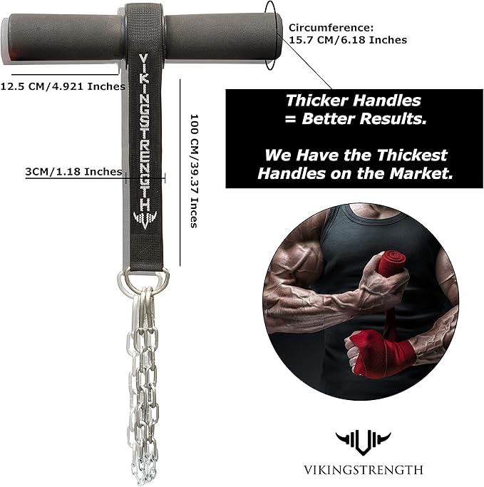 Vikingstrength Forearm Strengthener with Patented Thick Handles - Wrist Roller for Forearm Exercise, Grip Strength, and Injury Prevention