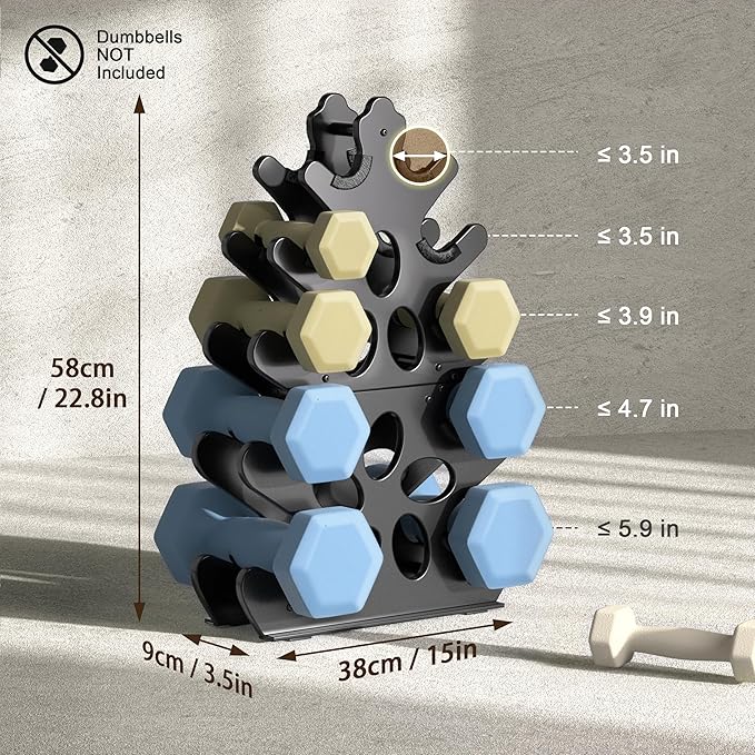 5-Tier | 4-Tier Dumbbell Rack Only Weight Racks For Free Weights Dumbbell Tower (No Dumbbells Rack Only)