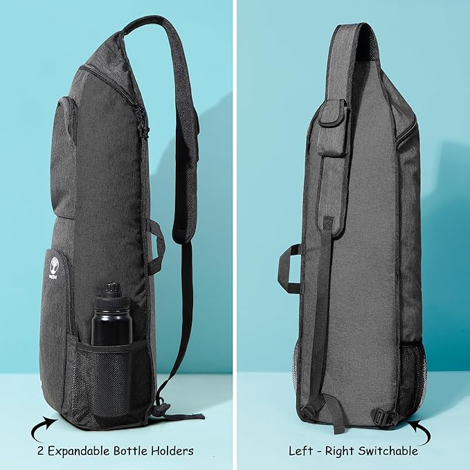 Yoga Mat Bag Carrier - Large Pockets & Water Bottle Holders. Yoga Backpack Fits 0.5" Thick x 26" Wide Mats. Hands-Free, Left-Right Switchable, Yoga, Gym, Cycling