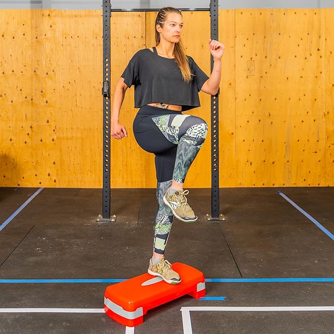 PRISP Adjustable Aerobic Stepper, 2 Height Levels (4"/6") Exercise Step Platform for Home Gym and Fitness Training; 26 x 11inch