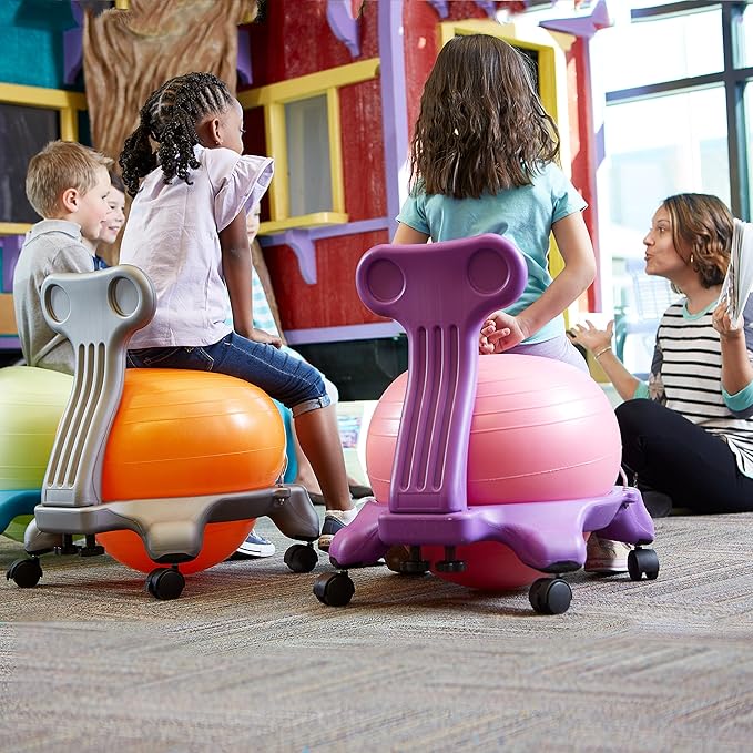 Gaiam Kids Balance Ball Chair - Classic Children's Stability Ball Chair, Alternative School Classroom Flexible Desk Seating for Active Students with Satisfaction Guarantee, Blue/Green,Metal