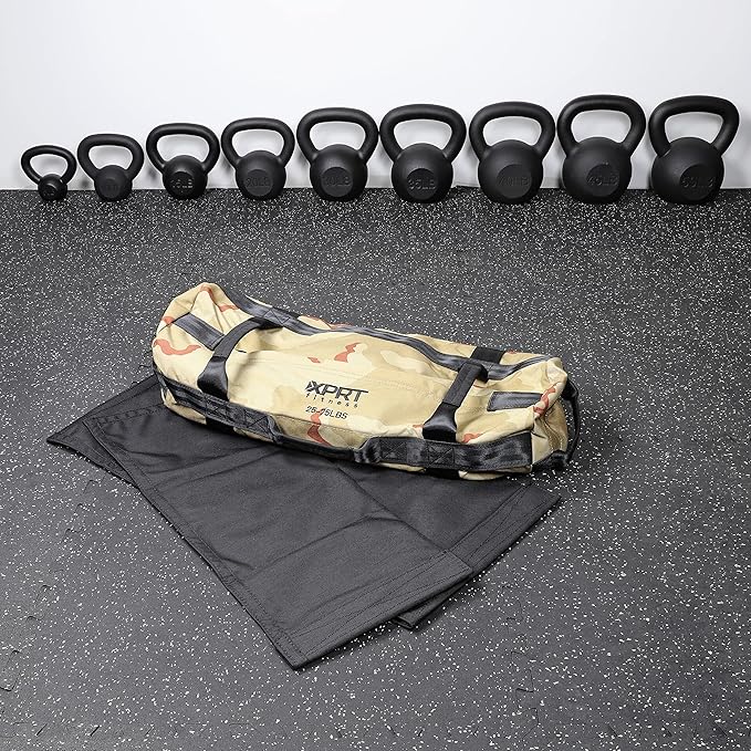 XPRT Fitness Workout Sandbag for Heavy Duty Workout Cross Training 7 Multi-positional Handles - Color Army Green/Black/Camo