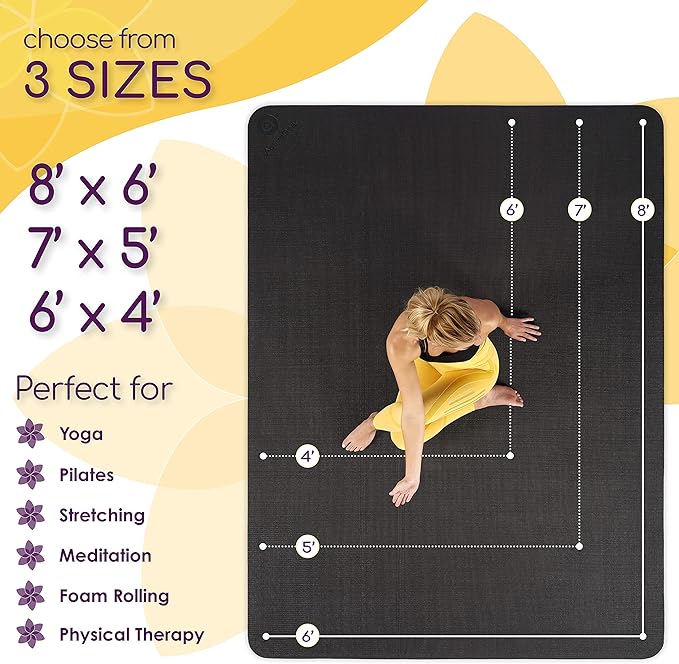Large Yoga Mat 6'x4'x8mm Extra Thick, Durable, Eco-Friendly, Non-Slip & Odorless Barefoot Exercise and Premium Fitness Home Gym Flooring Mat by ActiveGear