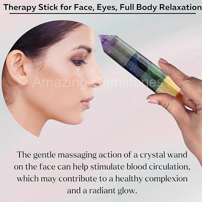 Amazing Gemstone Large Chakra Crystal Wand Massage Stick - Pelvic Wand Gua Sha for Adults - Crystals and Healing Stones Massage Wands for Adults Gifts (Pointed)