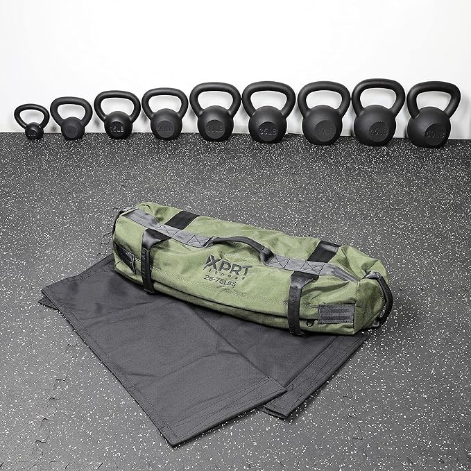 XPRT Fitness Workout Sandbag for Heavy Duty Workout Cross Training 7 Multi-positional Handles - Color Army Green/Black/Camo