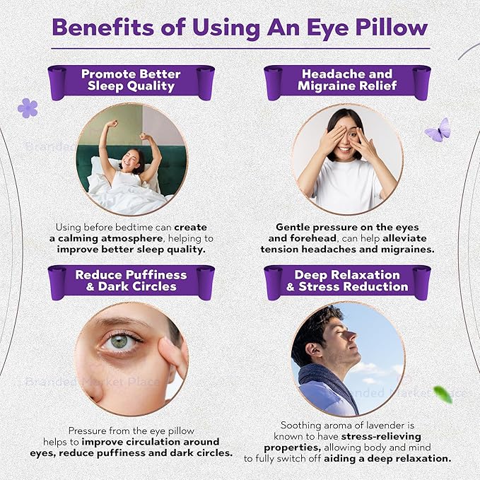 The Asli Co. [7 Packs] 2 in 1 Hot & Cool Therapy Handmade Eye Pillow (Dark Plum) Filled with 100% Natural Organic Flax Seeds & Lavender - Soothing and Calming Scent for Relaxation & Deep Sleep