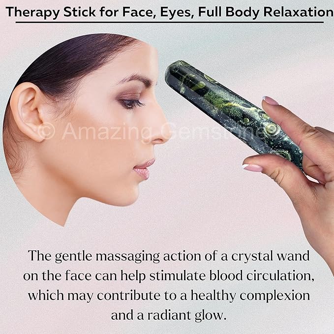 Amazing Gemstone Kambaba Jasper Crystal Wand Massage Stick - Pelvic Wand Gua Sha for Adults - Crystals and Healing Stones Massage Wands for Adults Gifts (Smooth)